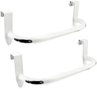 Distressed White Enamel Over Cabinet Towel Holder Set