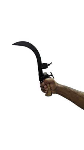 Image of Grass Sickle Cutter Head | Coconut Plucker - Razor-Sharp & Durable for Effortless Cutting den Sickle Tool with Adjustable Handle Clamps, Black Metal Blade (Blade Only)