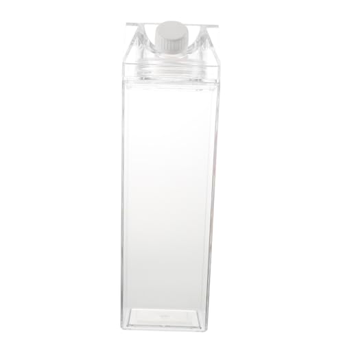 WESIEVYA 漏れ防止設計の透明牛乳パックボトル 大容量 飲料保存容器 カップ付き 家用冷蔵庫収納 水筒代替 軽量携帯可能