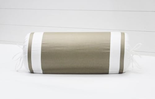 Image of AURAVE Luxurious Cotton Satin 400 TC Bolster Cover with Drawstring Closure, Set of 2, Soft Breathable Durable Machine Washable for Sofa Bed & Home Decor, 15 inchx30 inch, Light Brown | Cover Only