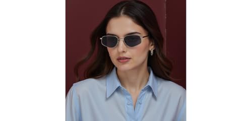 Image of Vincent Chase By Lenskart | Gunmetal Grey Solid Full Rim Hexagonal | Branded and Stylish Sunglasses | 100% UV Protected | Men & Women | Large | VC S17528