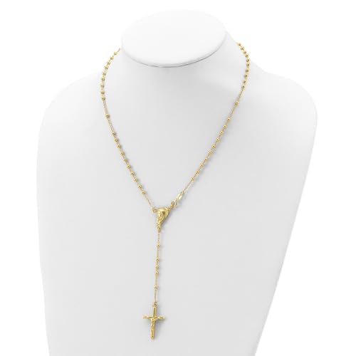 Jewelry Affairs Sterling Silver Gold Plated Religious Rosary Cross Necklace, 18 inch4