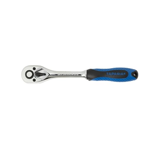 Image of Taparia 3 /8 inch (9.5mm) Square Drive Ratchet Handle (B715)-Compatible w / 3 /8 inchSquare-Drive Socket and Accessories-Reversible Action for All-Sizes, Ergonomic Grip-Automotive, Industrial