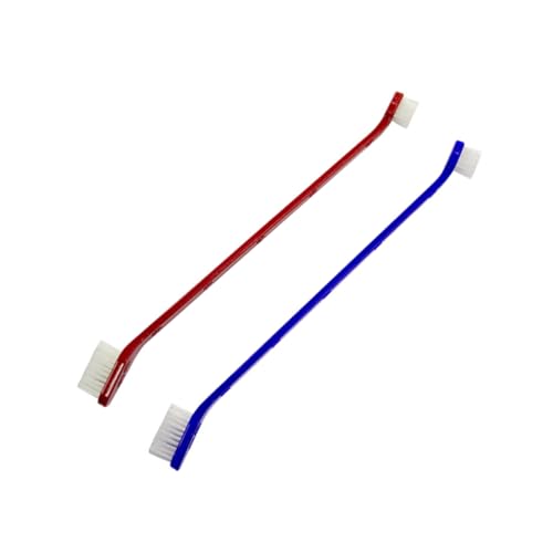 Kisangel 2個ペット用両面歯ブラシ 犬 猫 歯科ケア 長いハンドル 小さなヘッド 大きなヘッド 歯磨き 歯茎マッサージ 子犬 子猫対応