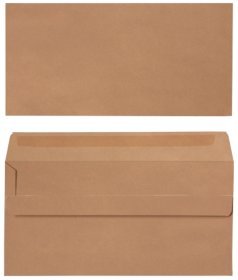 REALPACK® 500 x DL Manilla Envelopes - Plain Self Seal Brown Envelopes SS 90gsm