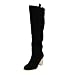 Stiefel Damen Schwarz Hoher Schaft Knielang Schneestiefel Damen Retro Booties Chunky Heel Winterstiefel Vintage Dickem Absatz Schnallenstiefel Cheshire Boots Winterschuhe Schneeboots