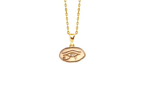 Pendentif œil d'Horus en plaqué or 18 carats et zircon blanc 16x12 mm