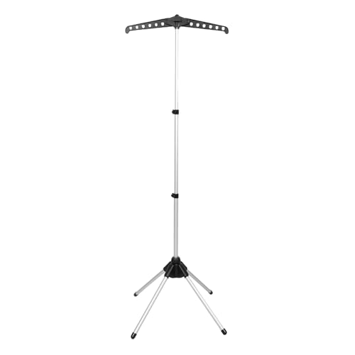 PRETYZOOM Perchero de Ropa Telescópico Plegable Negro para Planchado Vertical Aleación de Aluminio y Plástico, Fácil Instalación y Durabilidad para Secado y Planchado