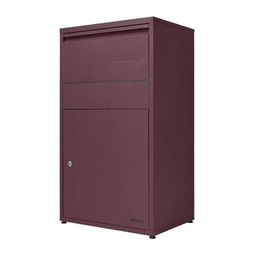 Image of Adoorn Package Delivery Boxes for Outside - Large Anti-Theft Secure Package Box - Free Standing Parcel Drop Box - Weatherproof Construction - Durable Steel - 36 inch H x 20.5 inch W x 15 inch D - Malbec
