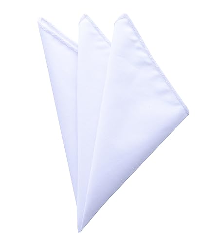 Image of 3-Pk Mens Cotton White Pocket Square with Color Border(10 Colors)