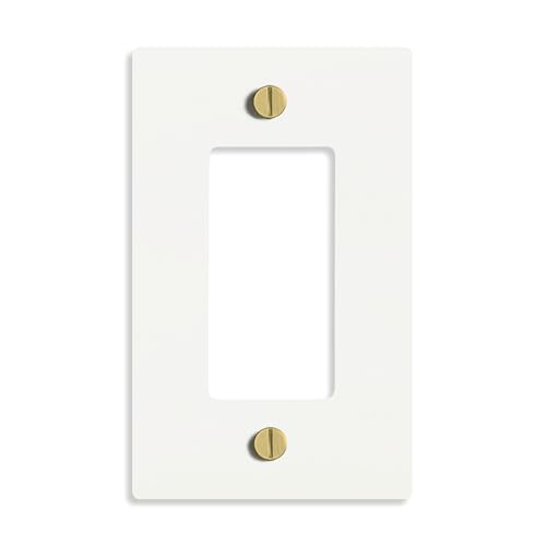 SELECT 1-Gang Solid Brass Wall Plate Cover, White w/Brass Accessories