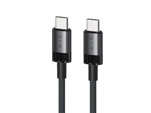 WYE 240W Braided Ultra Fast Charge/Sync USB-C to USB-C Cable, 48V-5A, 480Mbps High-Speed Data Transfer, Laptop Charging, 1m/2m/3m, Black & White (Black, 1m)