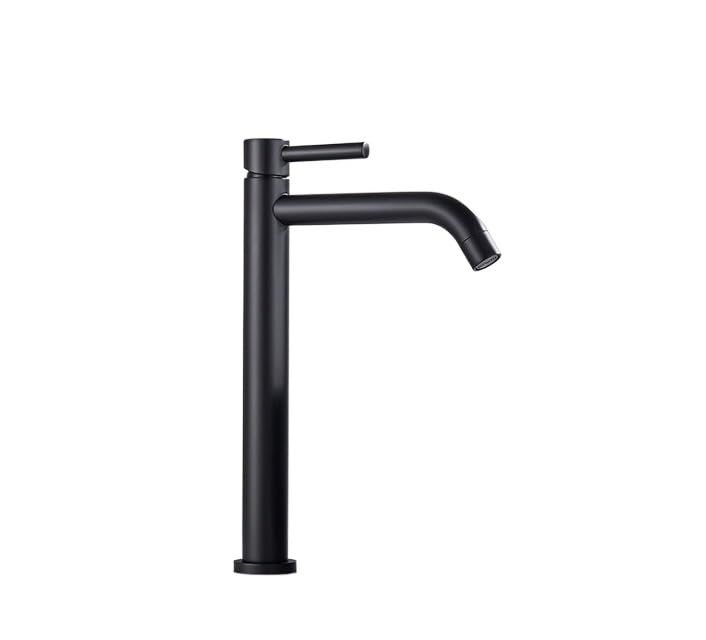 Mélangeur de lavabo haut en or brossé pour une salle de bain moderne chic