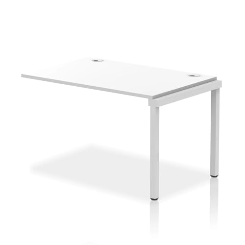 Mr Office Impulse Single Row Bench Desk Extension Kit - 800mm deep, Silver Frame, White, 1200