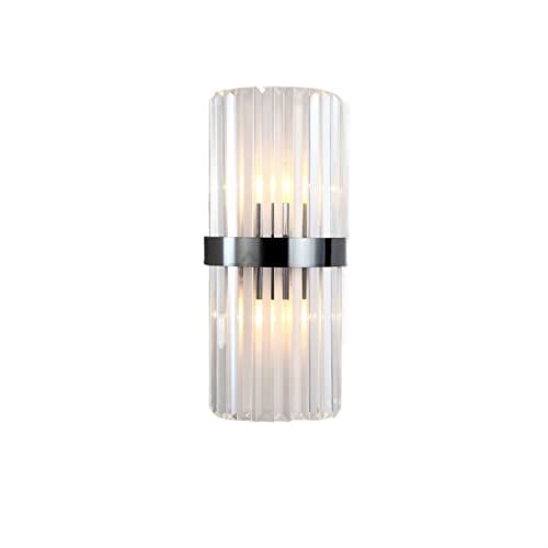 RKYRRKI Luxury Crystal Wall Lamp for Living Room Bedroom Hotel Corridor All Copper with Crystal Glass Shade E14 Light Source Included Elegant Gold Finish 350 * 220mm(Black 350 * 220mm)