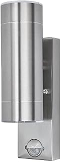 LUTEC Outside Wall Lights with Motion Sensor Exterior pir Double Up&Down LED Lantern 304 Stainless Steel Wall Lamp Clear Diffuser 3000K 760LM