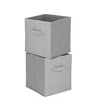 JF HOME BLISS 2 Pcs Cube Storage Box Collapsible Organizer Bin 27x27x28cm Cubes Fabric Storage Bins with Handles Open-Top Toys Box for Closet Shelves Drawer Bedroom (Gery)