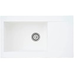 respekta DENVER86X50W Fregadero, Fibra de Vidrio, Blanco, 86 x 50 cm