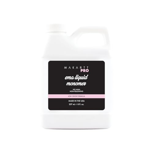 MakarttPro Low Odor, MMA Free Monomer, Non-Yellowing Professional Grade Formula, Beginner Nail Tech Friendly - Essential Acrylic Nail Supply for Nail Technicians (8 fl oz)