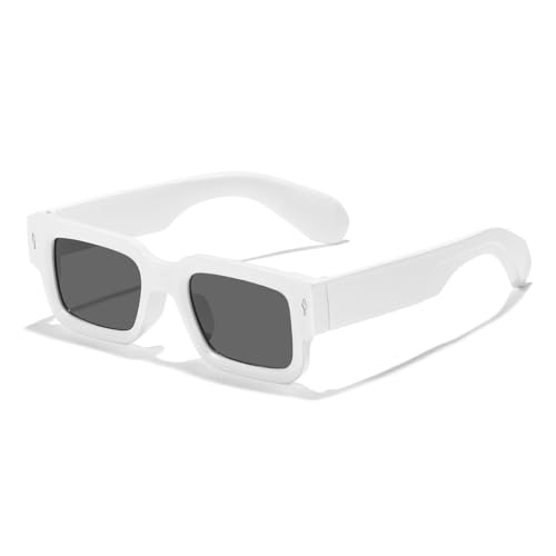 Image of IKANOO Square Thick Frame Sunglasses for Women Men Retro Rectangle Sunglasses Trendy Chunky Eyewear Black Shades