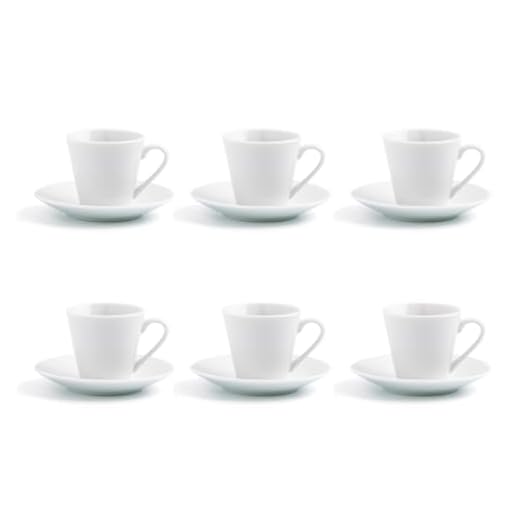 Quid Renova Blanca Set 6 Tazas Con Plato Porcelana 9cl Porcelana Apto Microondas Reciclable