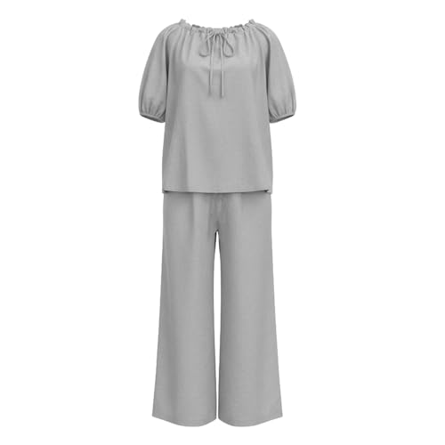 Ropa de casa cómoda para mujer que soluciona el calor con pantalones anchos 7