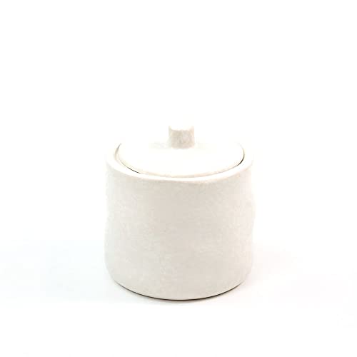 Oikos - Porta Objetos com Tampa de Cerâmica Orgânico Branco