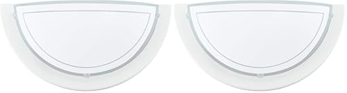 Eglo Lámpara de pared Planet 1, lámpara led de interior de acero y cristal, lámpara de salón en blanco y transparente, casquillo E27 (Paquete de 2)