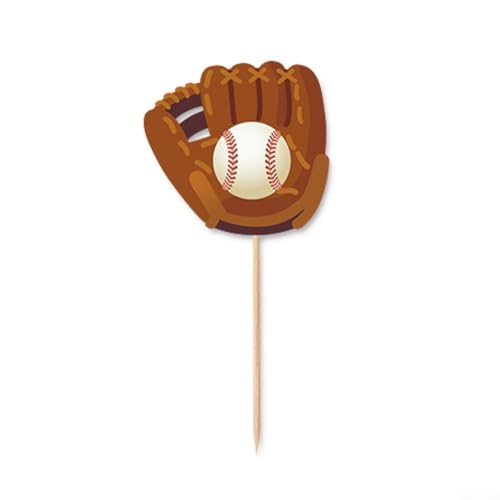 Decoraciones de fiesta de cumpleaños de béisbol para niños con pancarta de feliz cumpleaños, diseño de guante de béisbol rojo, blanco y azul, incluye 3 pancartas y 9 pasteles para