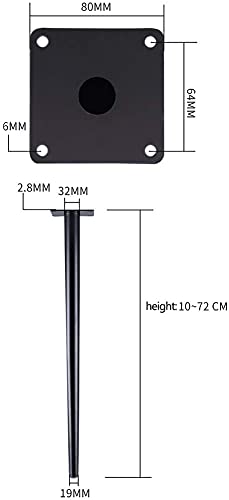 KPTKP 4 Metal Furniture Legs - Round Conical Table Legs, Heavy Duty - Perfect for Dining Table, Coffee Table, Desk & More - with screws. (H: 10cm ~ 72cm)