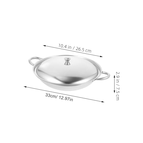 Olla de acero inoxidable con tapa 3.5 quart wok doble asa miniatura 2