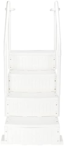85x68x198cm White PE Plastic Swimming Pool Ladder 2-Step Non-Slip Escalator with Curved Handrail Easy to Assemble Durable Inground Pool Steps for Adults and Kids