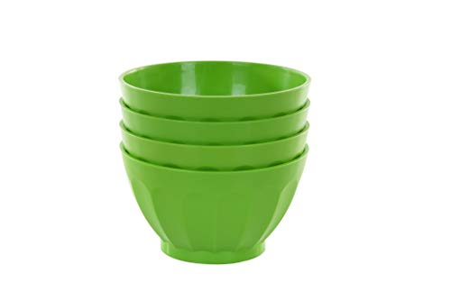 Mintra Unbreakable Plastic Bowl, Green 4Pk - Medium, 750Ml, 25Oz, 5.5Inw X 3Inh - (Part Of A Set) - Salad, Snacks, Breakfast Cereal, Fruit, Popcorn, Soup, Colorful, Shatterproof, Bpa Free #TOP1