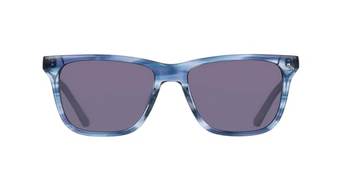 COLE HAAN Men's CH6086 Polarized Square Sunglasses, Navy Horn, 54/17/145