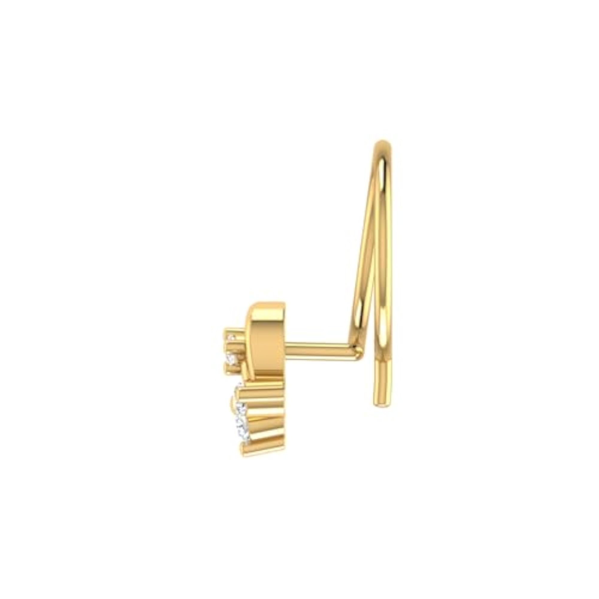 14Kt Yellow Gold Stud Nose Ring, Elegant Design