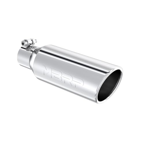 MBRP T5150 4" O.D. 2.5" Inlet 12" Length T304 Stainless Steel Angled Cut Rolled End Clampless Exhaust Tip