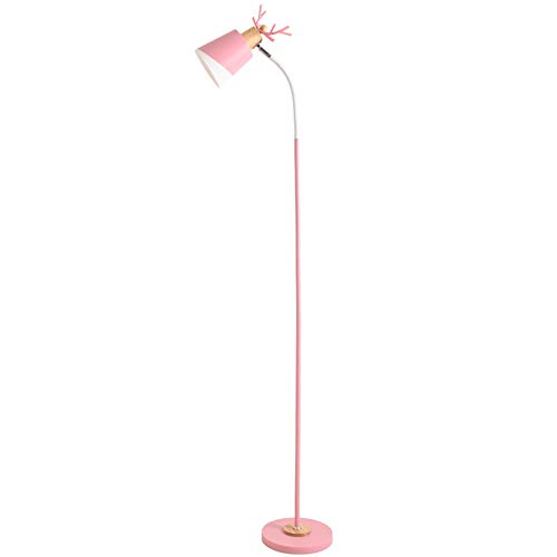 LMYMX Lampadaire Chambre Fille Rose, Lampadaire sur Pied Salon E27, Lampadaire sur Pied Flexible LED, Base en MéTal, LumièRe Tricolore, pour Les Salon, la Chambre de Bébé,Tri Color Light