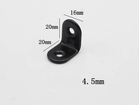 10PCS Stainless Steel Black L Bracket,90 Degree Right Angle Brackets Fastener Fit for Wood, Shelves, Furniture, Cabinet and Ect, 20mmx20mmx16mm, 2 Hole