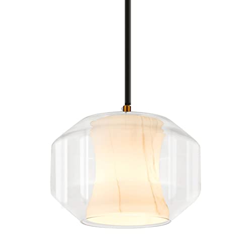 Suspension en verre avec abat-jour transparent style lustre nordique