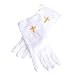 Swanson Christian Products Medium White Cotton Gloves with Gold Cross for Church Ushers Greeters Deacons Pallbearers Wedding Serving Formal Uniforms