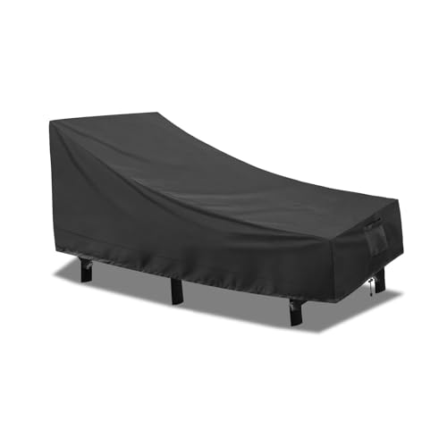 PureFit Outdoor Chaise Lounge Cover, Lounge Chair Covers Waterproof Patio Furniture Lounge Chair Cover, UV Resistant & Weatherproof, 1 Pack, 68"L x 30"W x 30"H Inches, Black