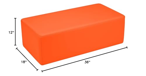 Image of Sprogs 12 inch H Structured Rectangle Stool -Flexible Modular Collaborative Soft Seating for Office, Home, Lounge and School Classrooms with Durable Frame -Orange