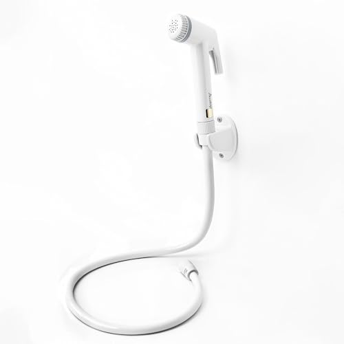 Image of Acetap ABS White Health Faucet (Jet Spray) with 1 Meter Flexible Tube & Wall Hook | High Pressure Toilet Spray Gun | Leak-Proof Bathroom Hand Shower (Polished Finish)