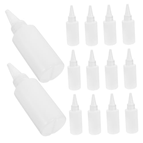 Housoutil 50pcs Plastic Squeeze Bottles Brush Applicator Paint Bottles for Artistic Projects Writing