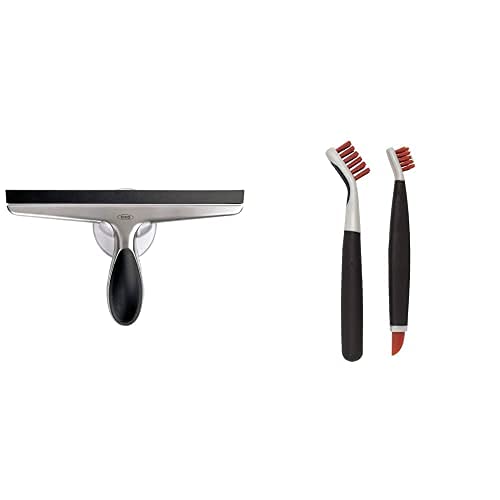OXOGood Grips Stainless Steel Squeegee & Good Grips Deep Clean Brush Set - Orange