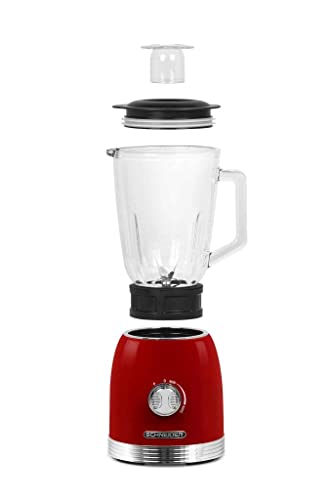 SCHNEIDER Blender 800 Watt, blender with 6-blade special knife, 1.5 L glass container, pulse function and non-slip feet, high-performance mixer 20,000 revolutions per minute, red - Image 5