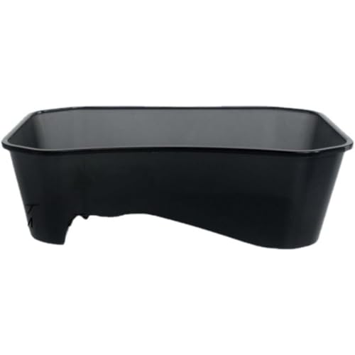 Quirix 亀水槽プラスチック,爬虫類繁殖ボックス,カメ用水槽 大きい カメ 水槽 亀の水槽 亀 脱出防止 フェンス付き 飼育ケース ボックス タートルタンク 日向ぼっこ台 ミドリガメ クサガメ スッポン 観察 排水孔 階段 エサ皿 (ブラック)