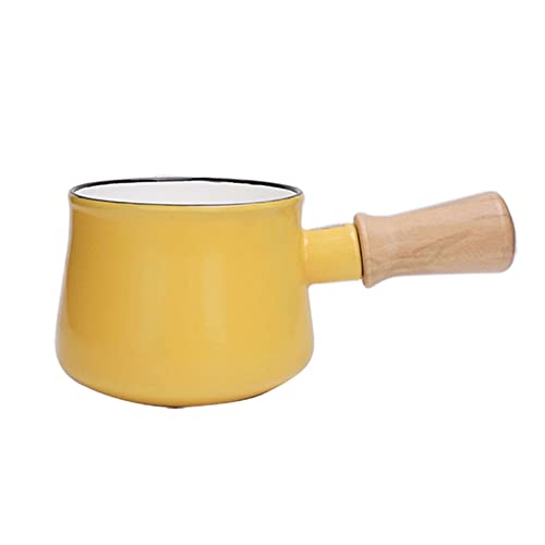 Tegame Per Latte Smaltato Giapponese Con Manico, Piccole Pentole, Lattiera In Tinta Unita, Per Cucinare Il Latte, Porridge, Cibo Complementare-Giallo-500ml