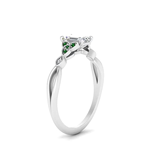 Choose Your Gemstone 925 Sterling Silver Emerald Shape Petite Engagement Ring Everyday Wedding Jewelry Handmade Gifts for Wife Celtic Knot Split Diamond CZ Birthstone Ring : US Size 4 to 123