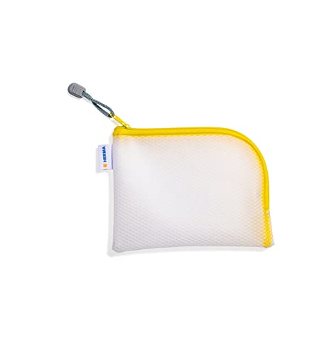 HERMA 20027 Zip Pocket Travel Case A6 Transparent Yellow, Small Lockable Transparent Pocket with Zip